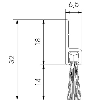 Profile brosse support alu dépassement de la brosse 14 mm