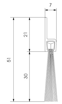 Profile brosse support alu dépassement de la brosse 30 mm