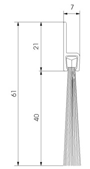 Profile brosse support alu dépassement de la brosse 40 mm