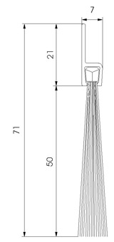 Profile brosse support alu dépassement de la brosse 50 mm