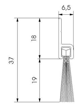 Profile brosse support alu dépassement de la brosse 19 mm