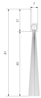 Profilé brosse support alu dépassement de la brosse 60 mm