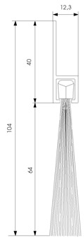 Profilé brosse support alu dépassement de la brosse 64 mm