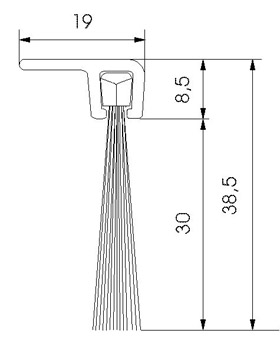 Profilé brosse 90° support alu dépassement de la brosse 30 mm