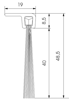 Profile brosse 90° support alu dépassement brosse 40 mm