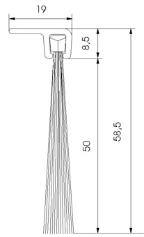 Profilé brosse 90° support alu dépassement de la brosse 50 mm